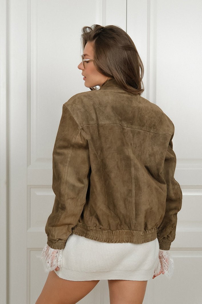 SOKYND Sabrina Vintage Khaki Suede Jacket JacketSOKYND-797847-BRO-M-90135KhakiM