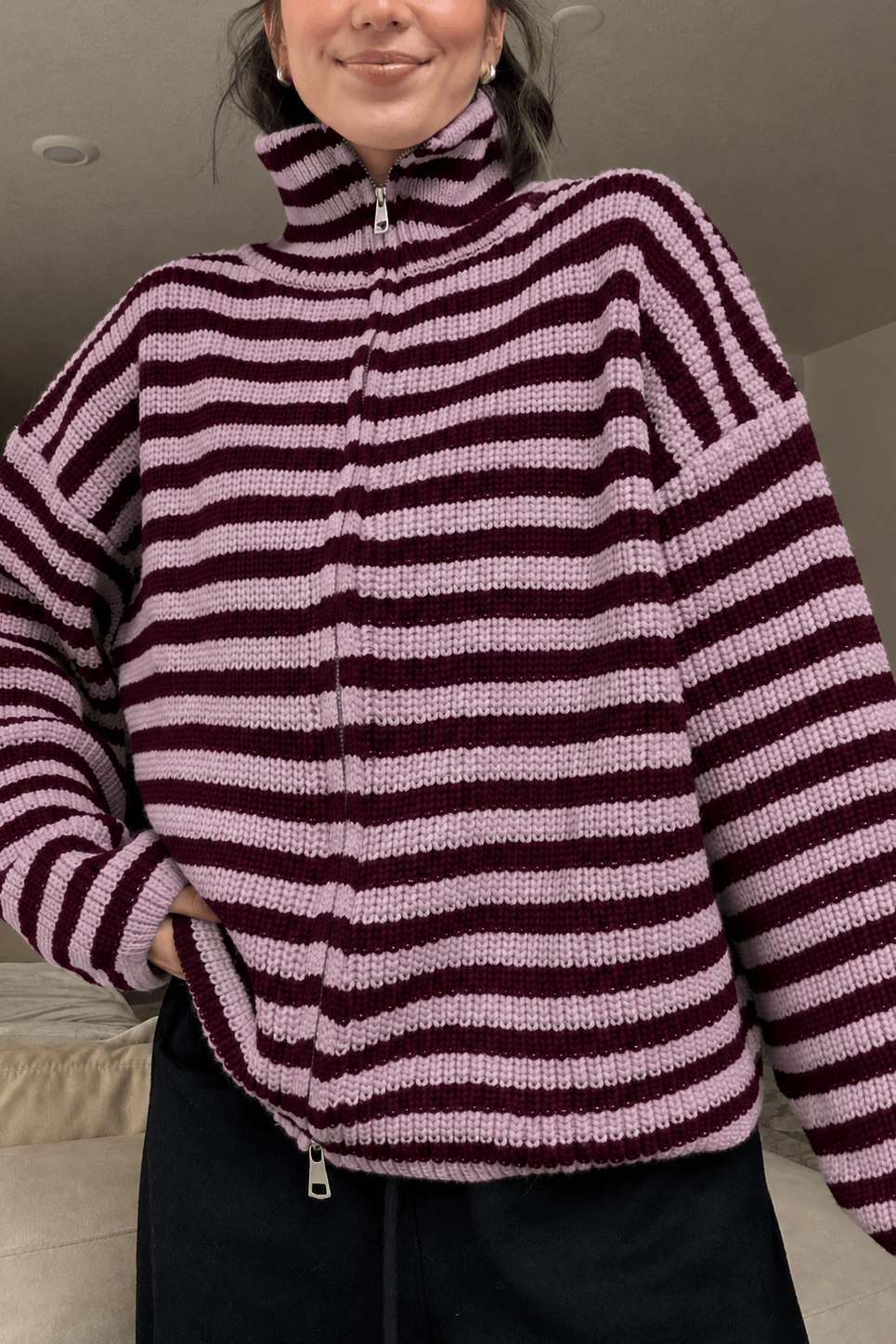 SOKYND Sarah Striped High-Neck Knit Sweater SweaterSOKYND-932951-PIN-S-89143S