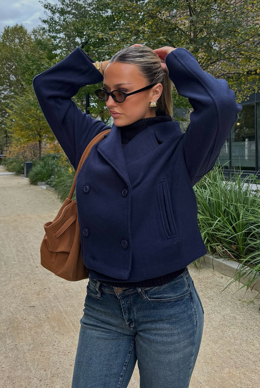 SOKYND Vannie Short Double - Breasted Coat Coats & JacketsRx1772777205893713916Navy BlueM