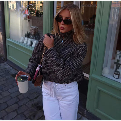 Hannah Houndstooth Zip Jacket