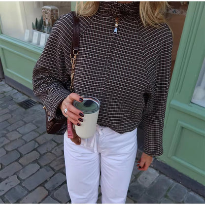 Hannah Houndstooth Zip Jacket