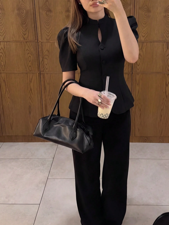 Mary Stand Collar Top