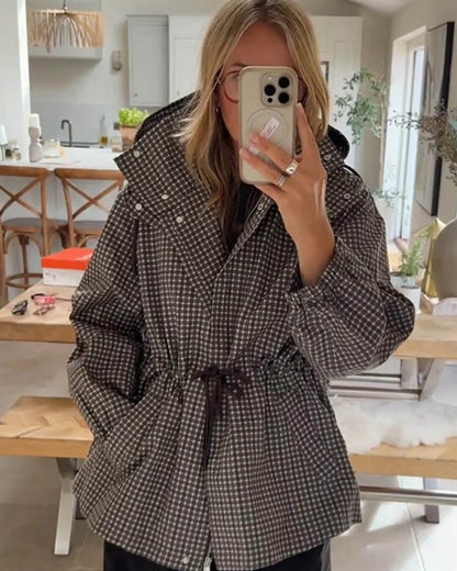 Valerie Plaid Hooded Windbreaker Jacket