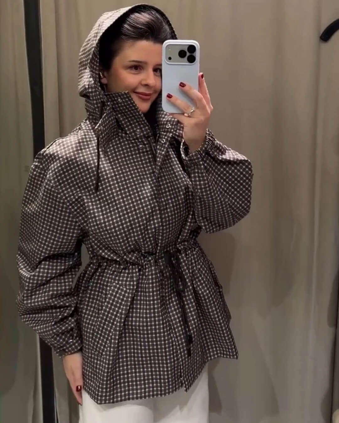 Valerie Plaid Hooded Windbreaker Jacket