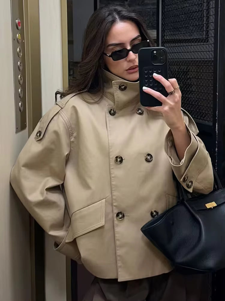 Zoe Beige Double Breasted Trench