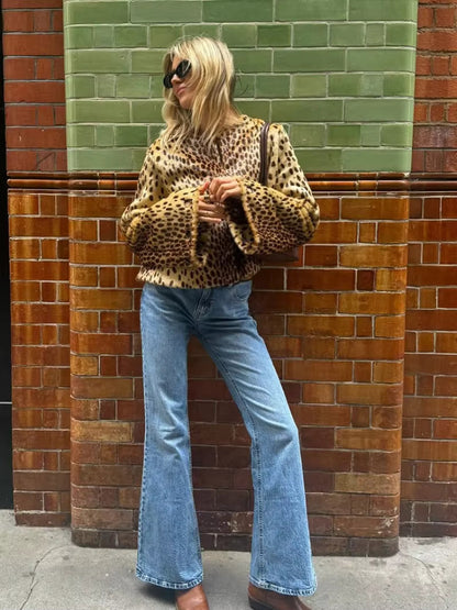 Annie Leopard Faux Fur Jacket