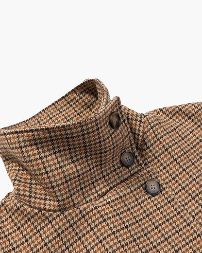 Amy Funnel Neck Houndstooth Short Jacket