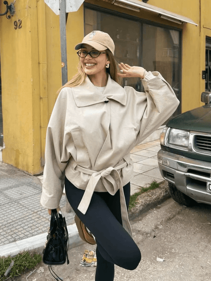 Jenny Asymmetric Belted Trench Coat