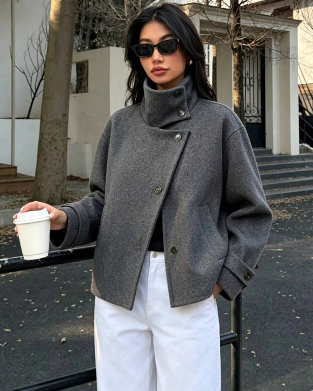 Alice Rose Buckle Stand Collar Coat