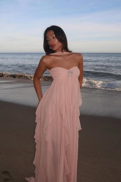 Emmi Strapless Ruffled Maxi Dress