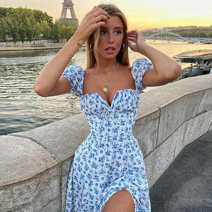 Helena Puff Sleeve Floral Midi Dress