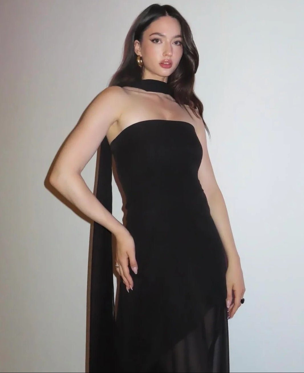 Ambre Asymmetric Sheer Maxi Dress