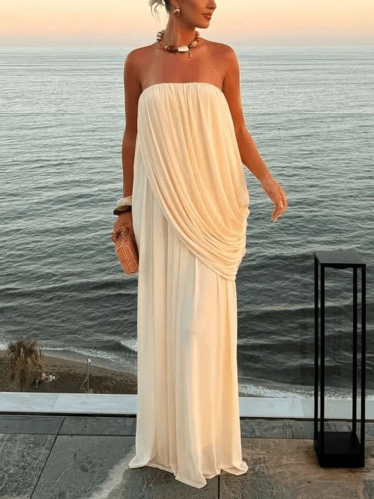 Madison Strapless Pleated Maxi Dress