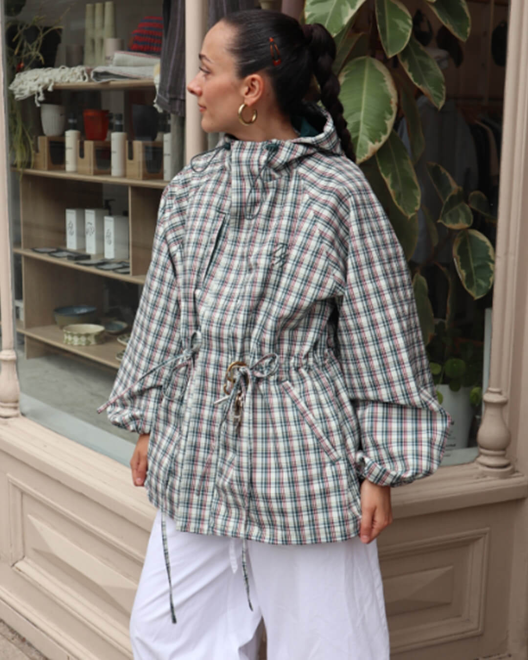 Leah Retro Plaid Hooded Jacket