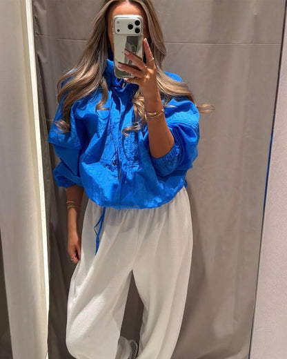 Helen Stand Collar Windbreaker Jacket