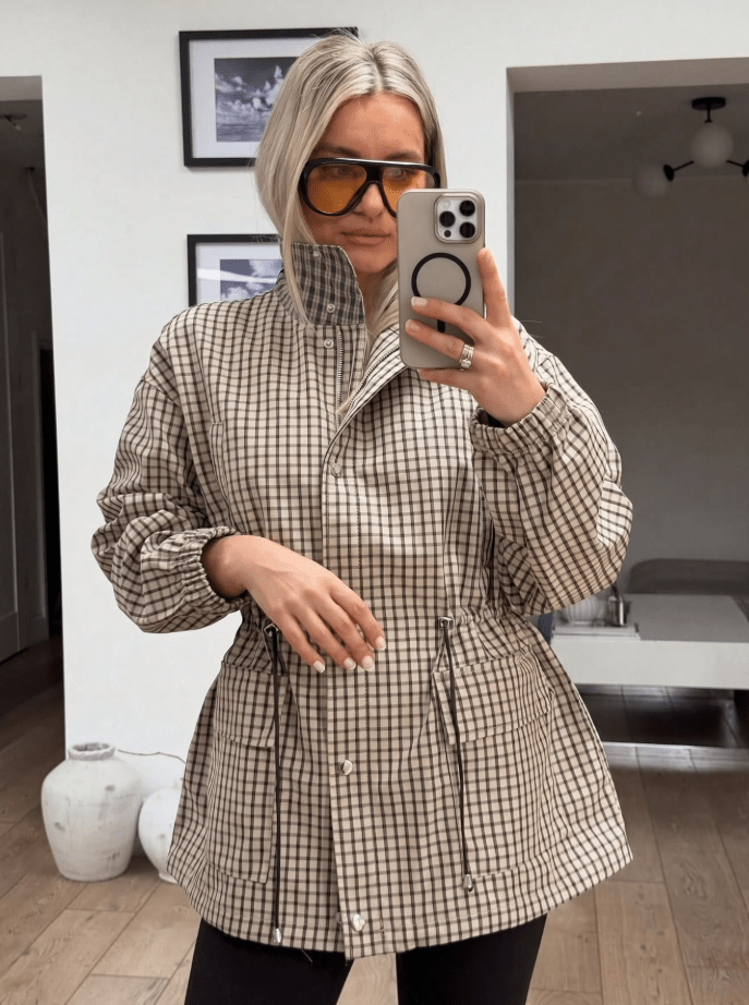 Rebecca Vintage Plaid Cinched Jacket