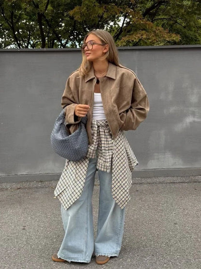 Sandra Suede Oversized Zip Jacket