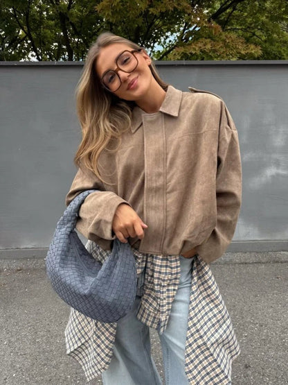 Sandra Suede Oversized Zip Jacket
