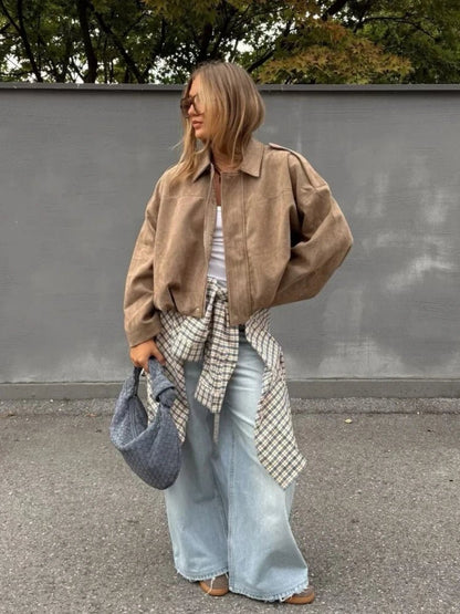 Sandra Suede Oversized Zip Jacket