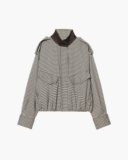 Emma High Neck Checked Bomber Jacket