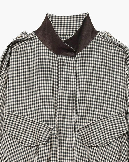 Emma High Neck Checked Bomber Jacket