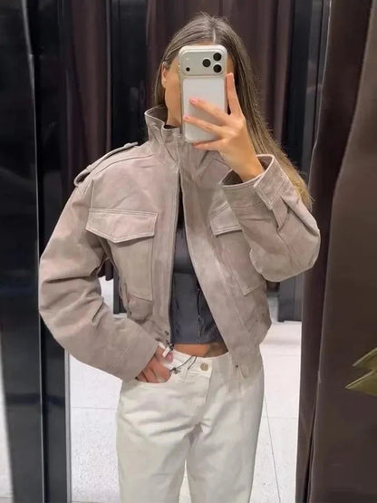 Nina Faux Suede Cropped Jacket