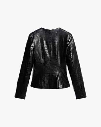 Lola Croc Embossed Faux Leather Jacket
