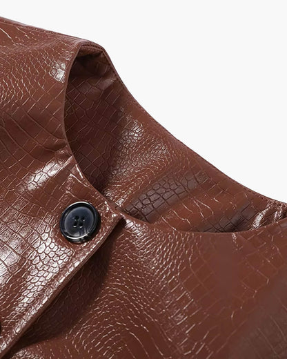 Lola Croc Embossed Faux Leather Jacket