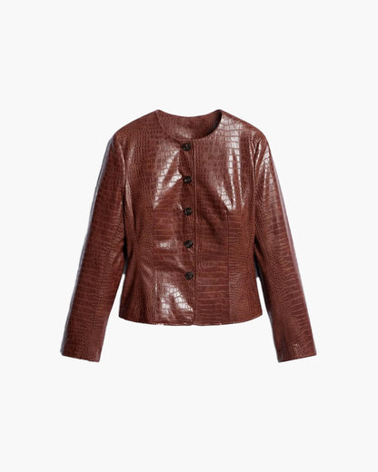 Lola Croc Embossed Faux Leather Jacket