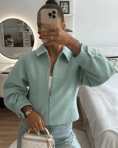 Katie Tweed Zip Cropped Jacket