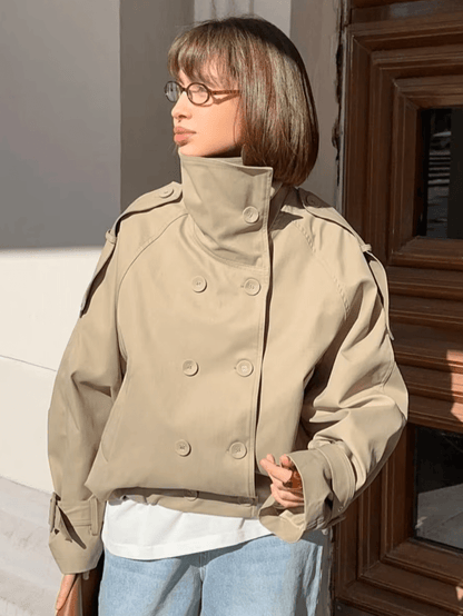 Erica High Funnel Neck Cropped Trench Jacket