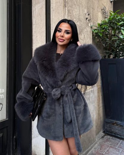 Miriam Faux Fur Trim Coat