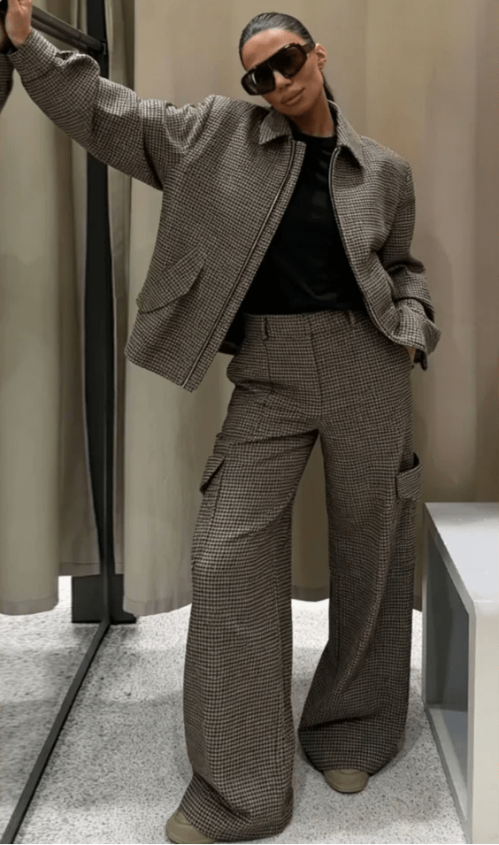 Layla Houndstooth Padded Suit Set