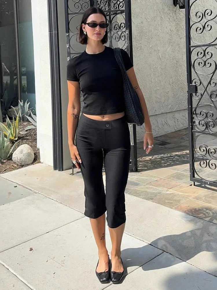 Xanthe Black Capri Activewear Pants
