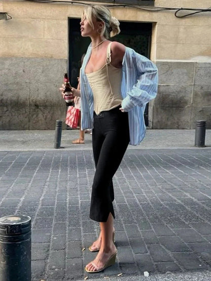 Xanthe Black Capri Activewear Pants