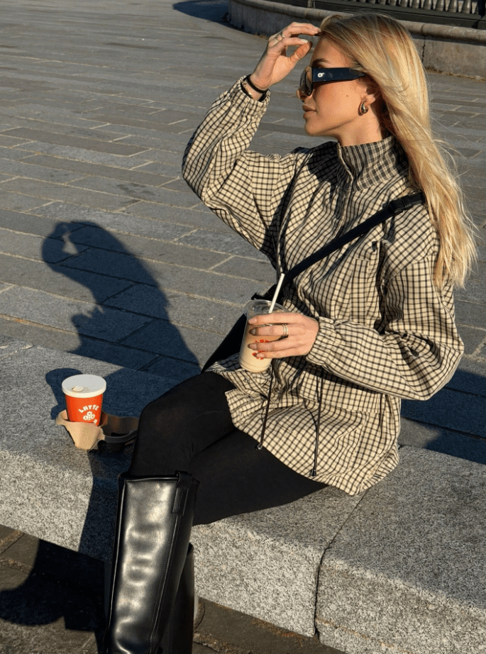 SOKYND Amelia High-Neck Plaid Jacket JacketSOKYND-703959-M-OS-28855M
