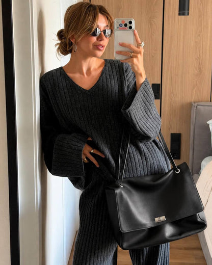 SOKYND Amelie Maxi Flap Leather Shoulder Bag BagSOKYND-400727-BLA-32-78359Black32x9x22 cm