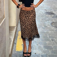 Amy Leopard Lace Midi Skirt
