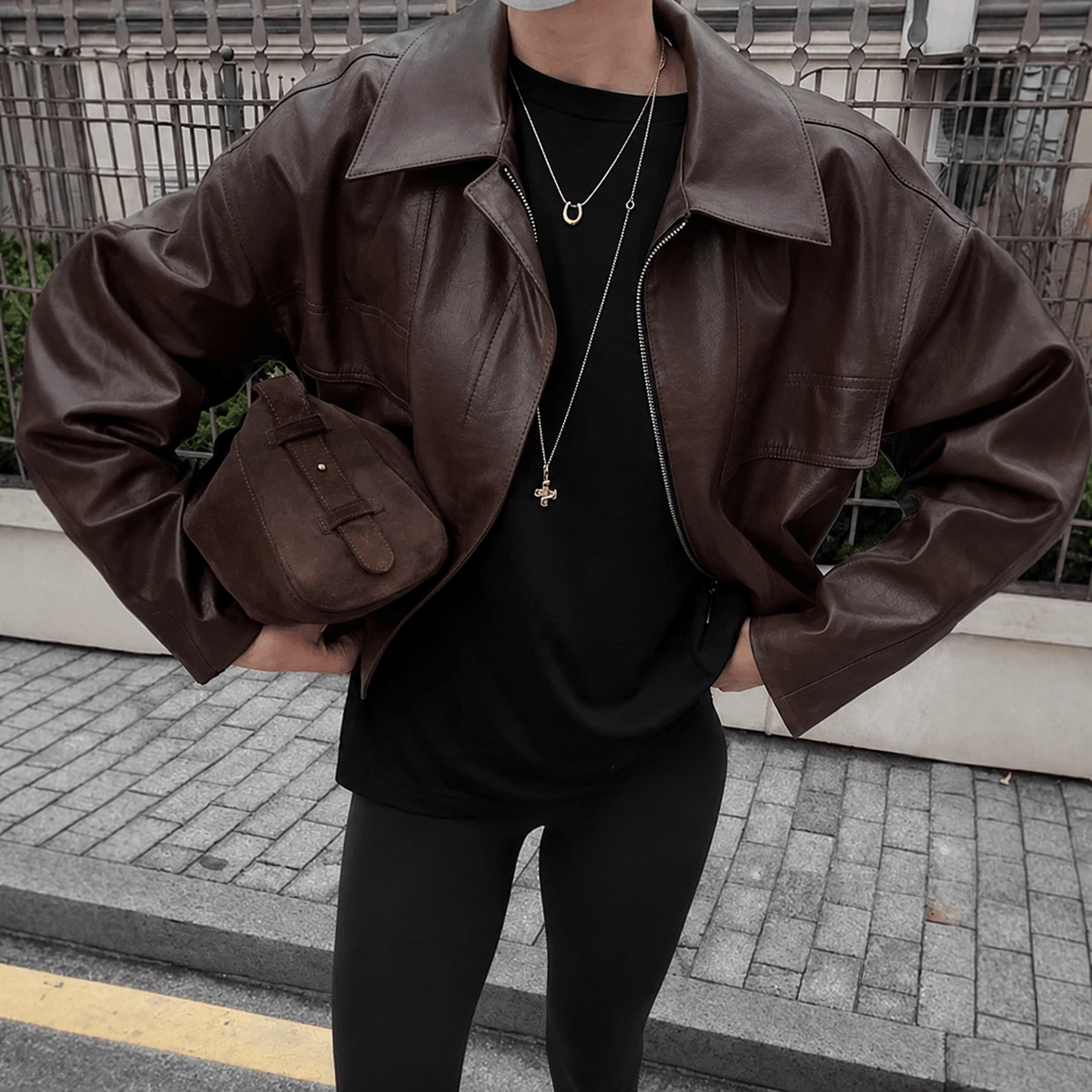 SOKYND Amy Vintage Faux Leather Jacket JacketSOKYND-699543-BRO-M-29687BrownM
