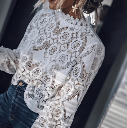 SOKYND Andy Long Sleeve Sheer Lace Top TopsNo1773141022777308301WhiteS