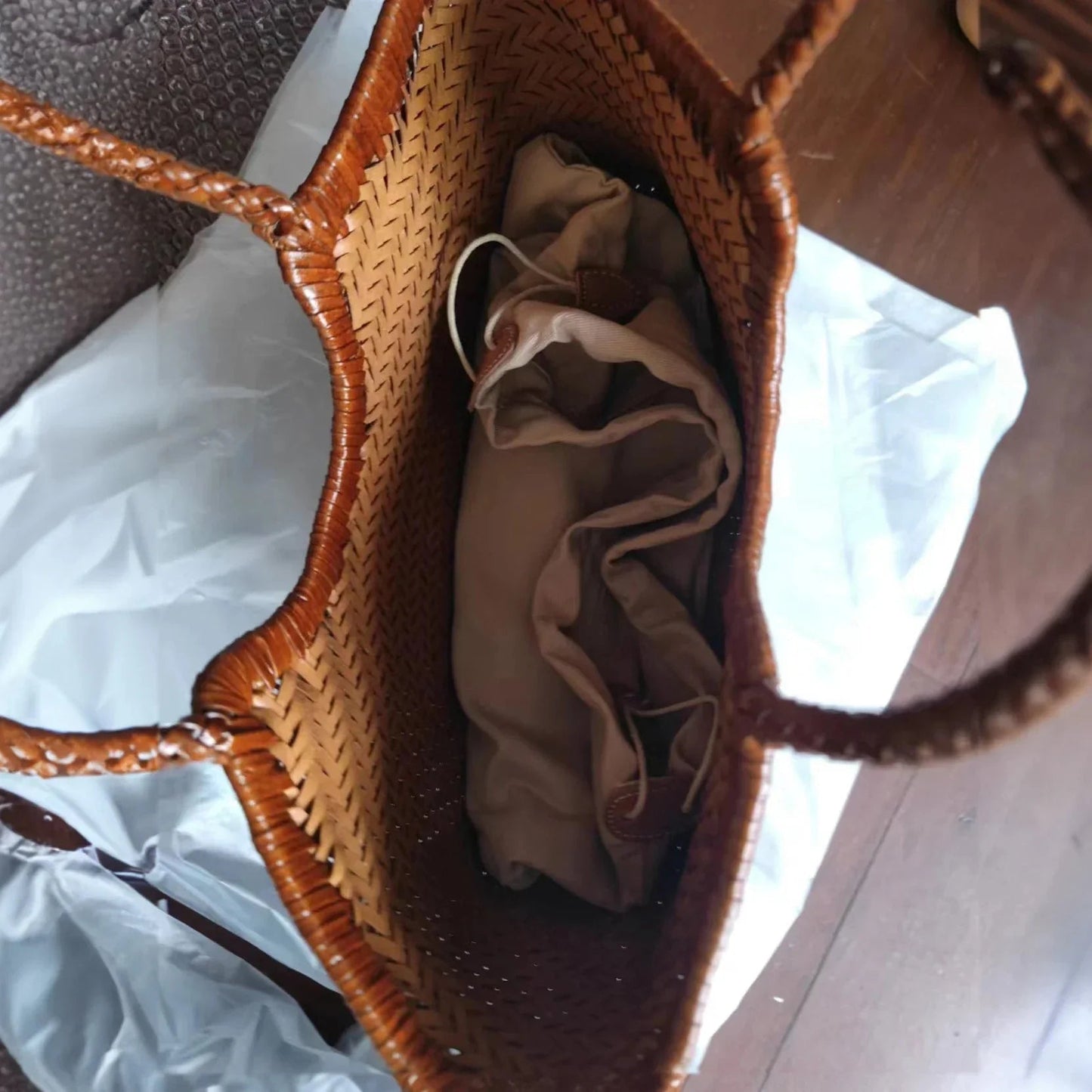 SOKYND Aneta Woven Tote Bag HandbagsSOKYND-481047-GRE-S-71255GreenS