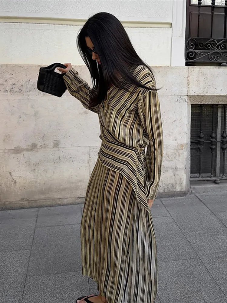 SOKYND Anne Striped Maxi V-Neck Dress DressSOKYND-778455-L-OS-83223L