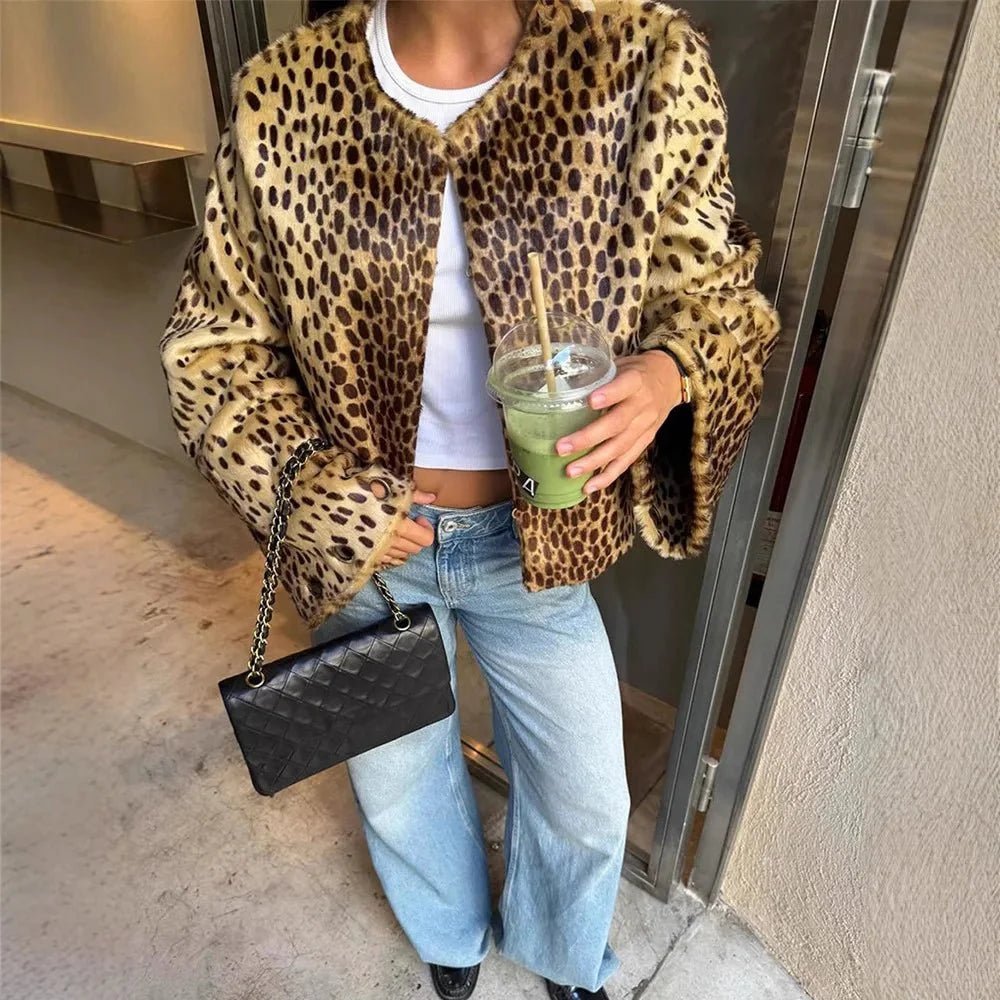 SOKYND Annie Leopard Faux Fur Jacket JacketSOKYND-519063-S-OS-05943S