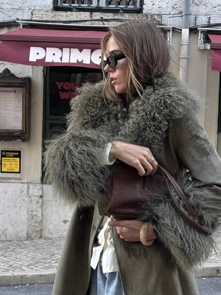 SOKYND Ava Patchwork Faux Fur Collar Coat CoatSOKYND-781207-S-OS-57911S