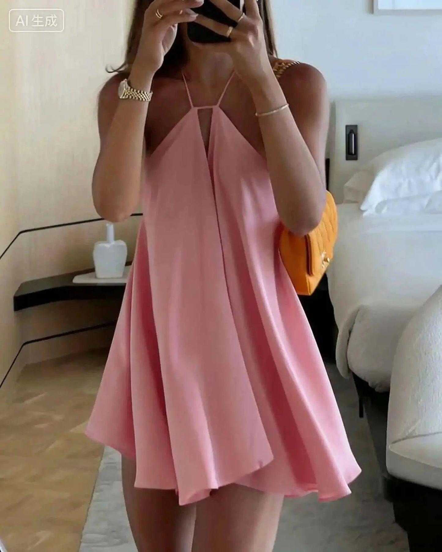 SOKYND Bernadette Off - Shoulder Hollow Out Summer Dress DressPinkS