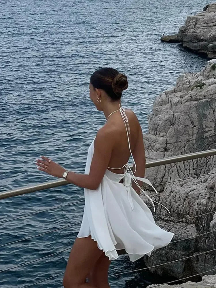 SOKYND Bernadette Off - Shoulder Hollow Out Summer Dress DressWhiteS