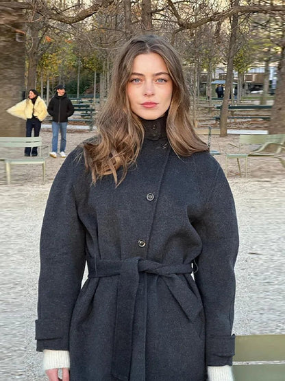 SOKYND Billie Stand Collar Short Coat Coats & JacketsPi1767625273831485869BlackL
