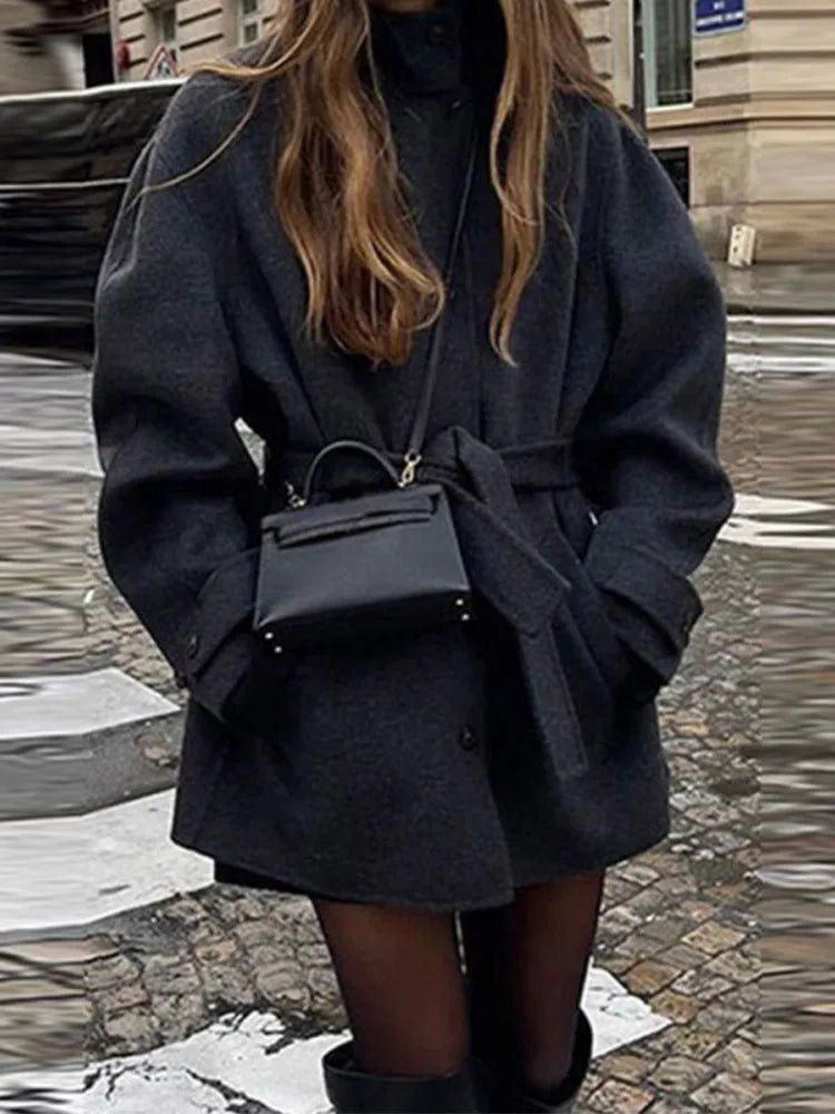 SOKYND Billie Stand Collar Short Coat Coats & JacketsTs1767625273831382136BlackM
