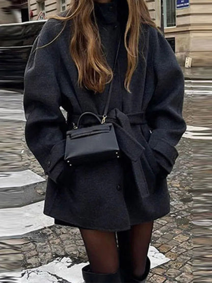 SOKYND Billie Stand Collar Short Coat Coats & JacketsTs1767625273831382136BlackM