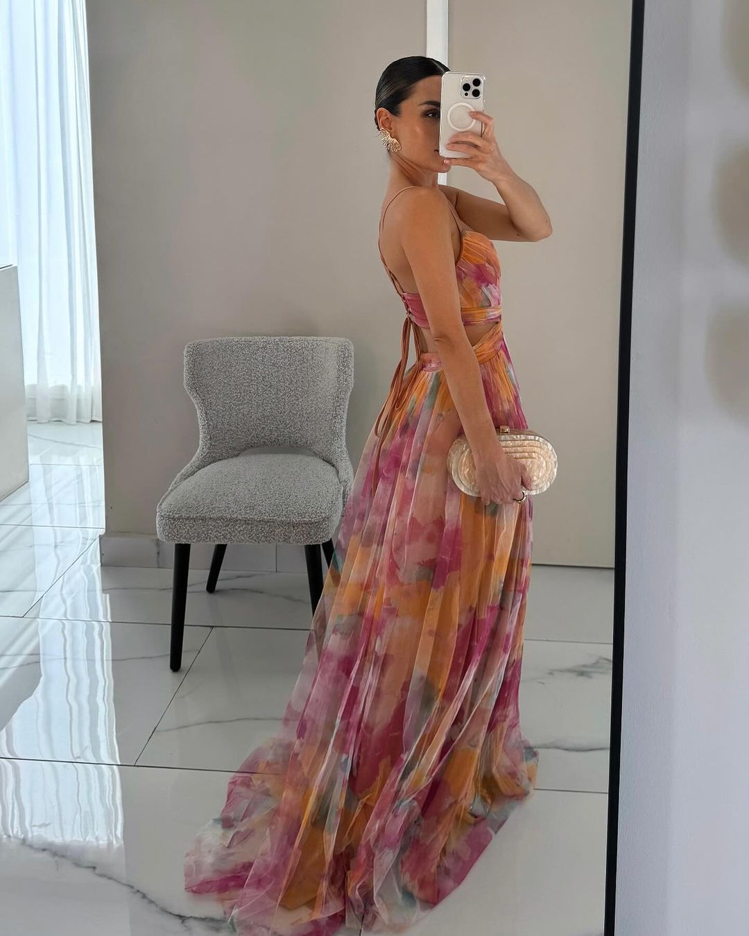 SOKYND Briony Floral Mesh Maxi Dress DressSOKYND-739799-ORA-S-62487OrangeS
